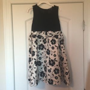 Black and white velvet formal dress.